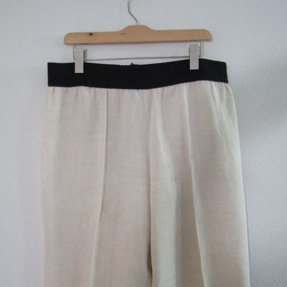 Alfani Women's Pants Large Beige Linen Pull On Wide Leg Coastal Beach Lagenlook - Picture 2 of 8